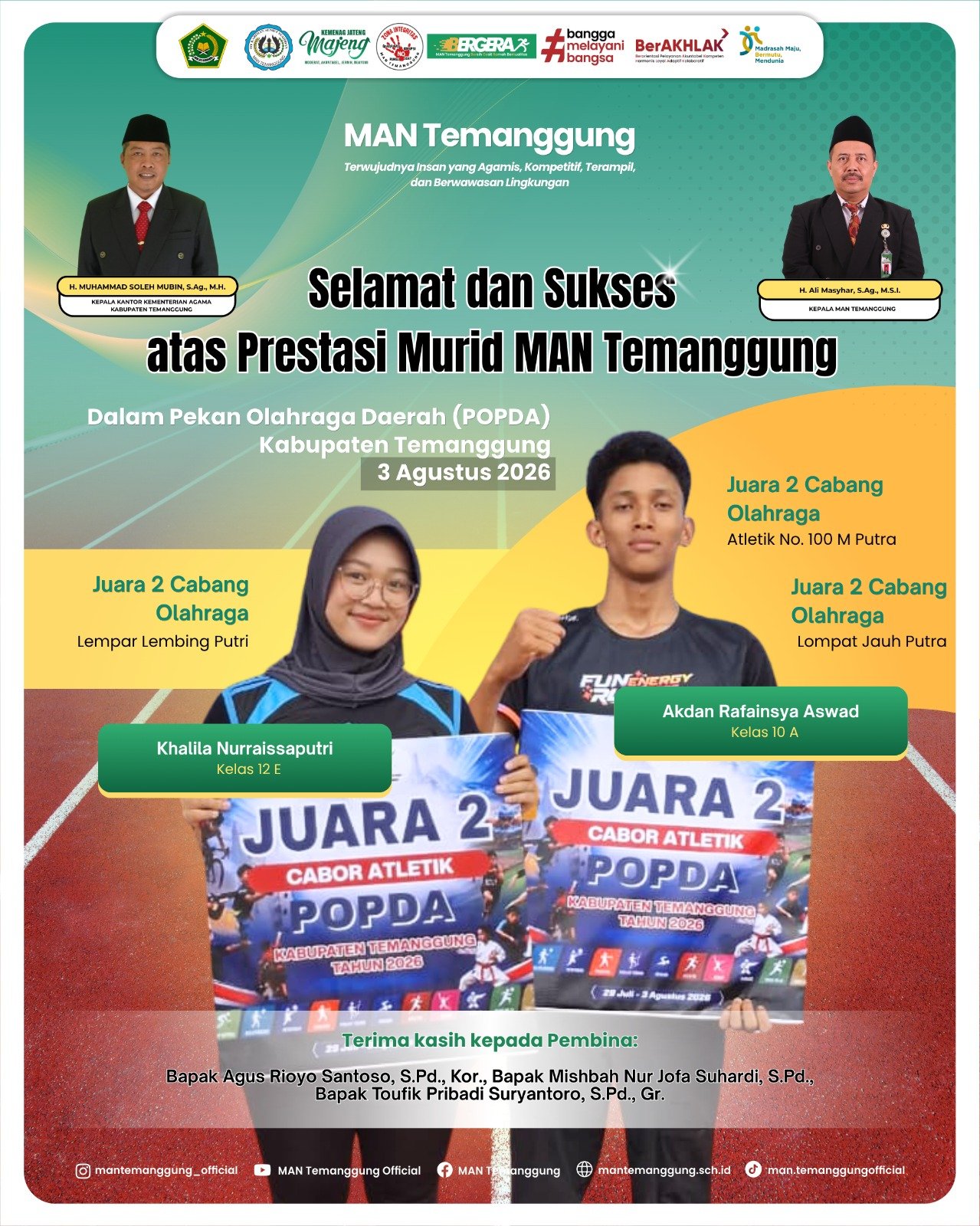 Atletik, Lompat Jauh, dan Lempar lembing